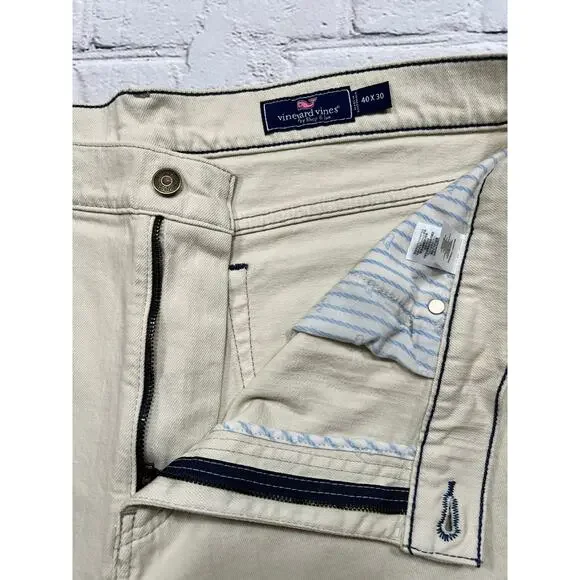 Men’s Vineyard Vines Jeans Beige Denim 1P1311 40x27 *HEMMED* A608